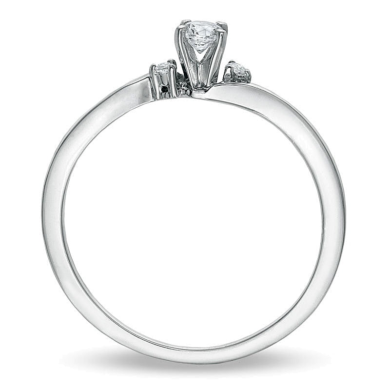 0.17 CT. TW Diamond Three Stone Promise Ring in 10K White Gold