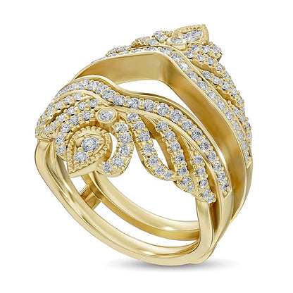 0.75 CT. TW Diamond Crown Vintage-Style Guard in 14K Gold