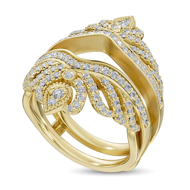 0.75 CT. TW Diamond Crown Vintage-Style Guard in 14K Gold