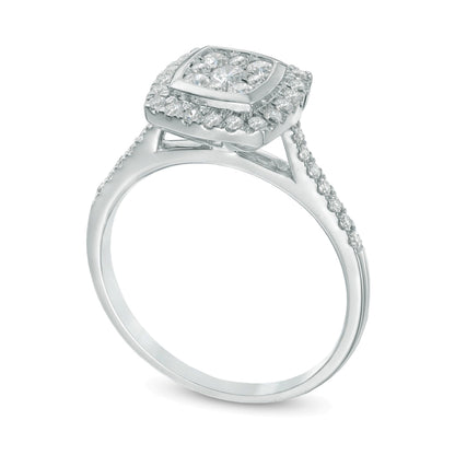 0.5 CT. TW Multi-Diamond Square Frame Engagement Ring in 10K White Gold