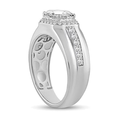 2.5 CT. TW Emerald-Cut and Round Lab-Grown Diamond Frame Ring in 14K White Gold (F/SI2)