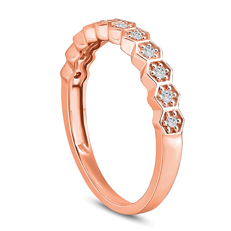 0.1 CT. TW Diamond Hexagon Stackable Band in 10K Rose Gold