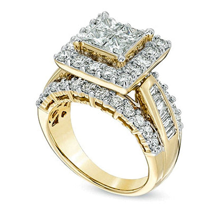 3.0 CT. TW Quad Princess-Cut Diamond Frame Ring in 14K Gold