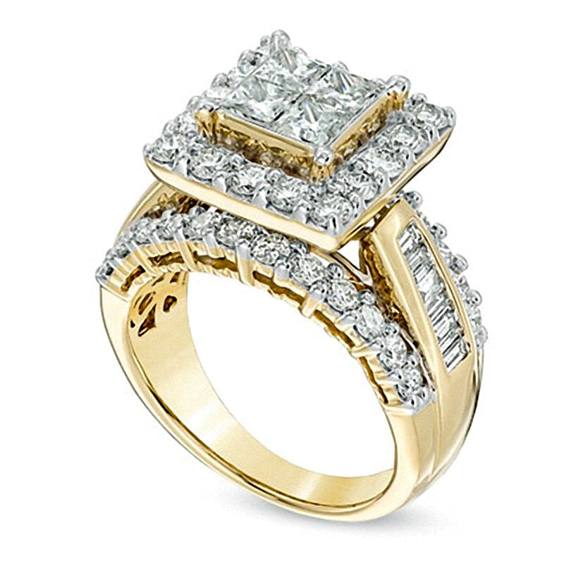 3.0 CT. TW Quad Princess-Cut Diamond Frame Ring in 14K Gold