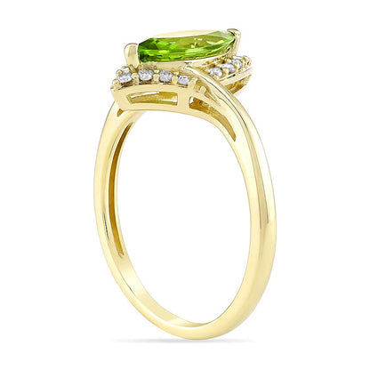 Marquise-Cut Peridot and 0.13 CT. TW Diamond Frame Ring in 10K Gold