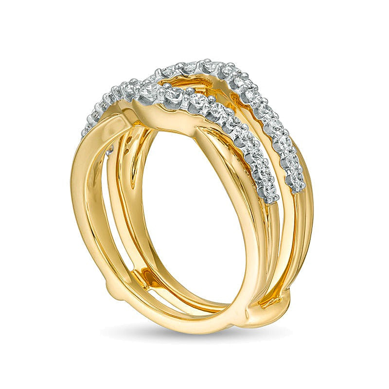 0.63 CT. TW Diamond Layered Contour Ring Solitaire Enhancer in 14K Gold