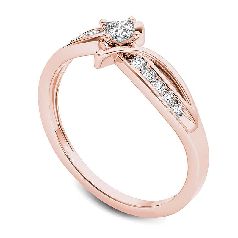 0.25 CT. TW Princess-Cut Diamond Bypass Promise Ring in 14K Rose Gold