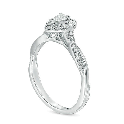 0.38 CT. TW Pear-Shaped Diamond Frame Twist Engagement in 10K White Gold