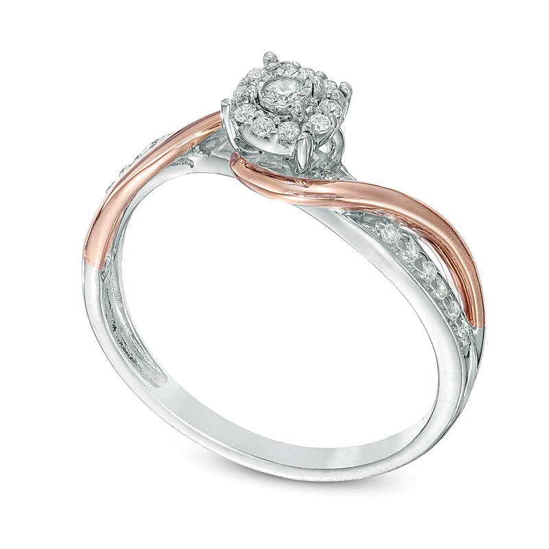0.17 CT. TW Diamond Swirl Promise Ring in Sterling Silver and 10K Rose Gold