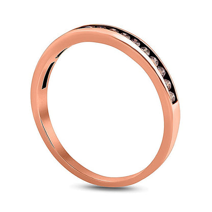 0.25 CT. TW Champagne Diamond Channel-Set Anniversary Band in 10K Rose Gold with Black Rhodium