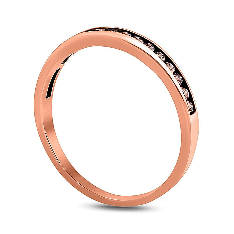 0.25 CT. TW Champagne Diamond Channel-Set Anniversary Band in 10K Rose Gold with Black Rhodium