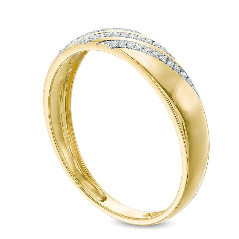 Diamond Accent Comfort Fit Slant Wedding Band in 10K Gold