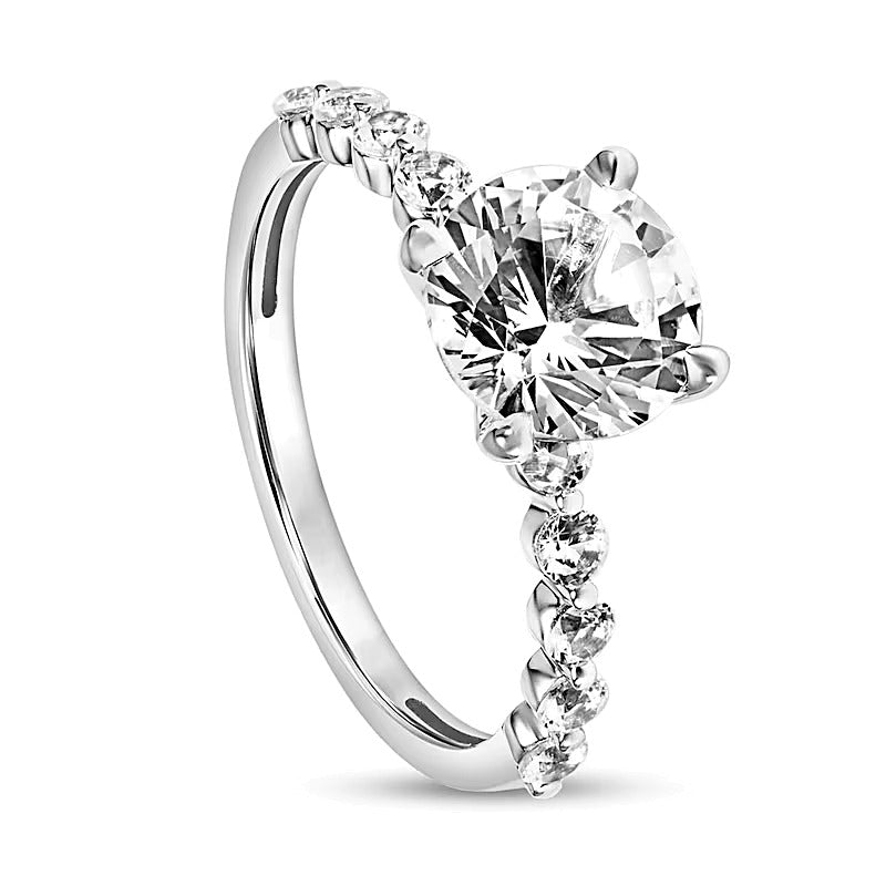 8.0mm White Lab-Created Sapphire Engagement Ring in 10K White Gold