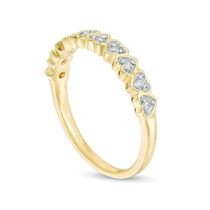 0.1 CT. TW Diamond Heart-Shaped Anniversary Band in 10K Gold