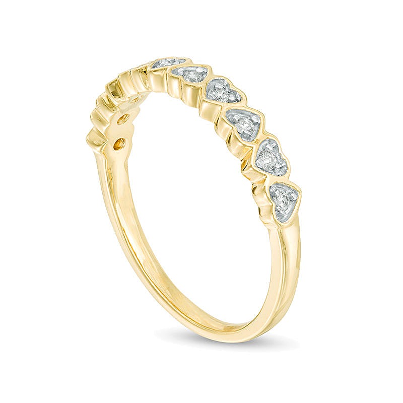 0.1 CT. TW Diamond Heart-Shaped Anniversary Band in 10K Gold