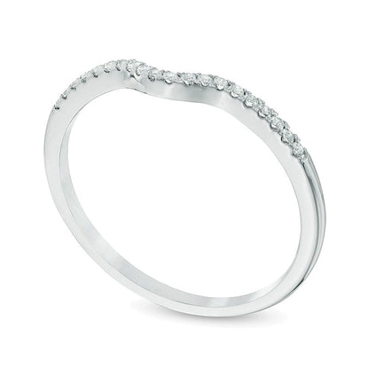 0.1 CT. TW Diamond Contour Wedding Band in 10K White Gold