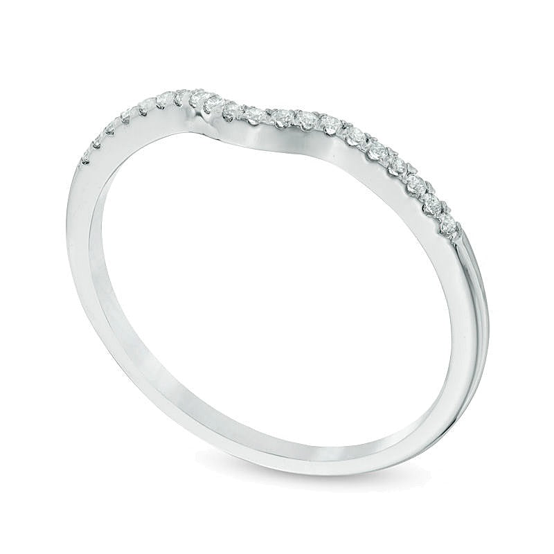 0.1 CT. TW Diamond Contour Wedding Band in 10K White Gold