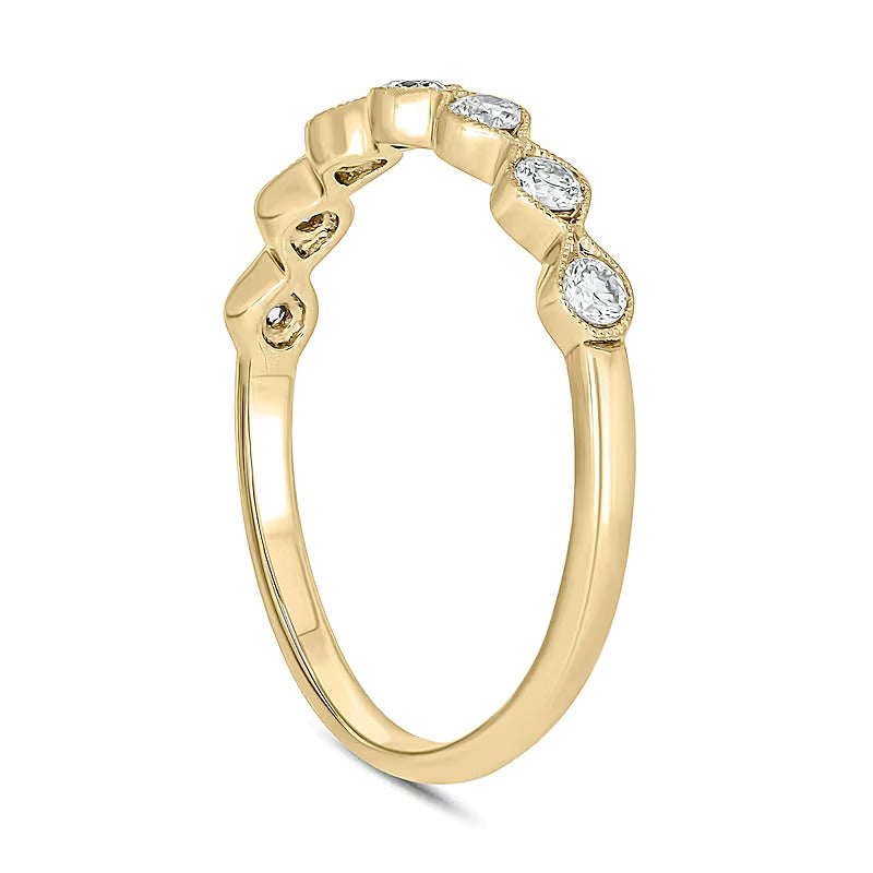 0.25 CT. TW Diamond Station Vintage-Style Stackable Band in 10K Gold