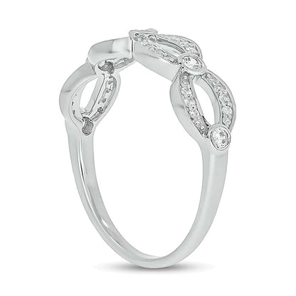 0.25 CT. TW Diamond Open Link Station Stackable Band in 10K White Gold