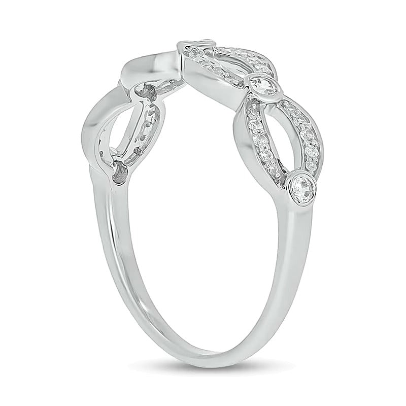 0.25 CT. TW Diamond Open Link Station Stackable Band in 10K White Gold