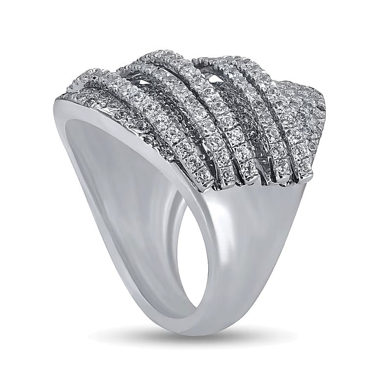 3.0 CT. TW Diamond Orbit Dome Ring in 10K White Gold