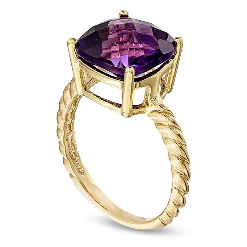 10.0mm Cushion-Cut Amethyst Ring in 10K Gold