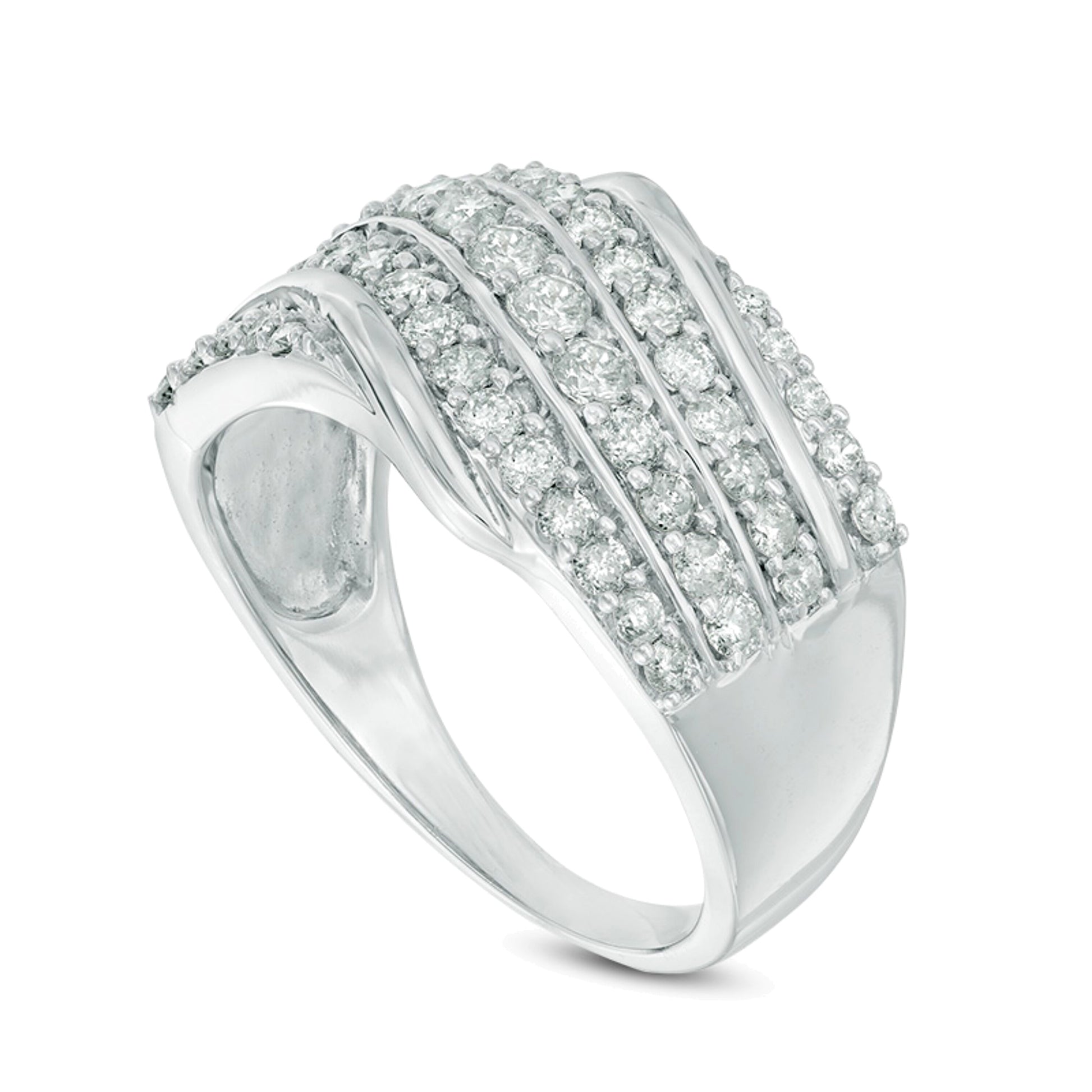 1.0 CT. TW Diamond Slant Anniversary Band in 10K White Gold