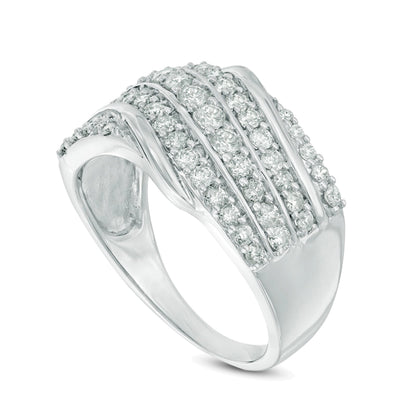 1.0 CT. TW Diamond Slant Anniversary Band in 10K White Gold