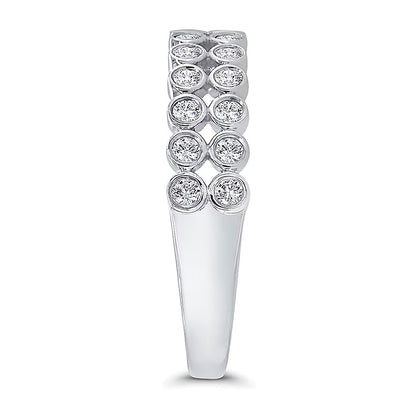 0.33 CT. TW Diamond Bezel Double Row Ring in 10K White Gold