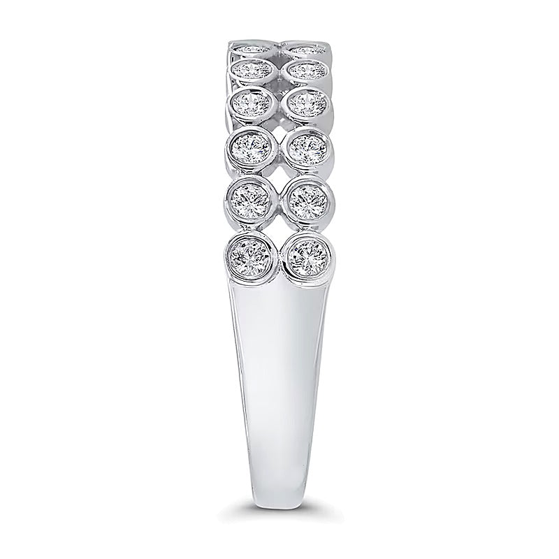 0.33 CT. TW Diamond Bezel Double Row Ring in 10K White Gold