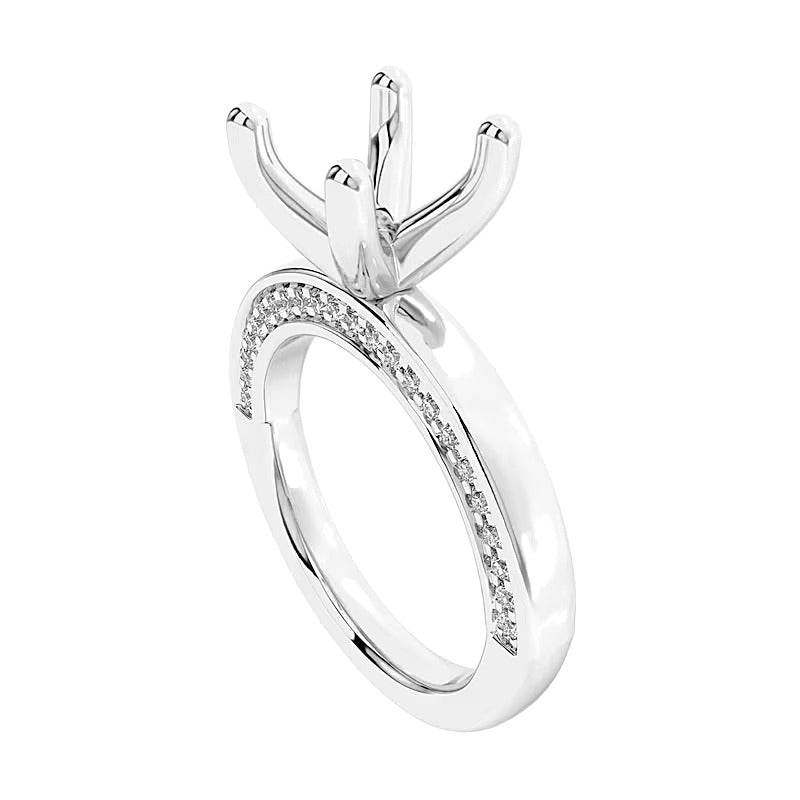 0.33 CT. TW Diamond Shank Four-Prong Solitaire Semi-Mount Setting in 14K White Gold