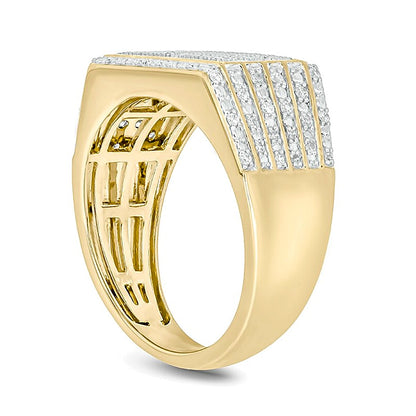 0.38 CT. TW Diamond Multi-Row Triple Panel Ring in 10K Gold