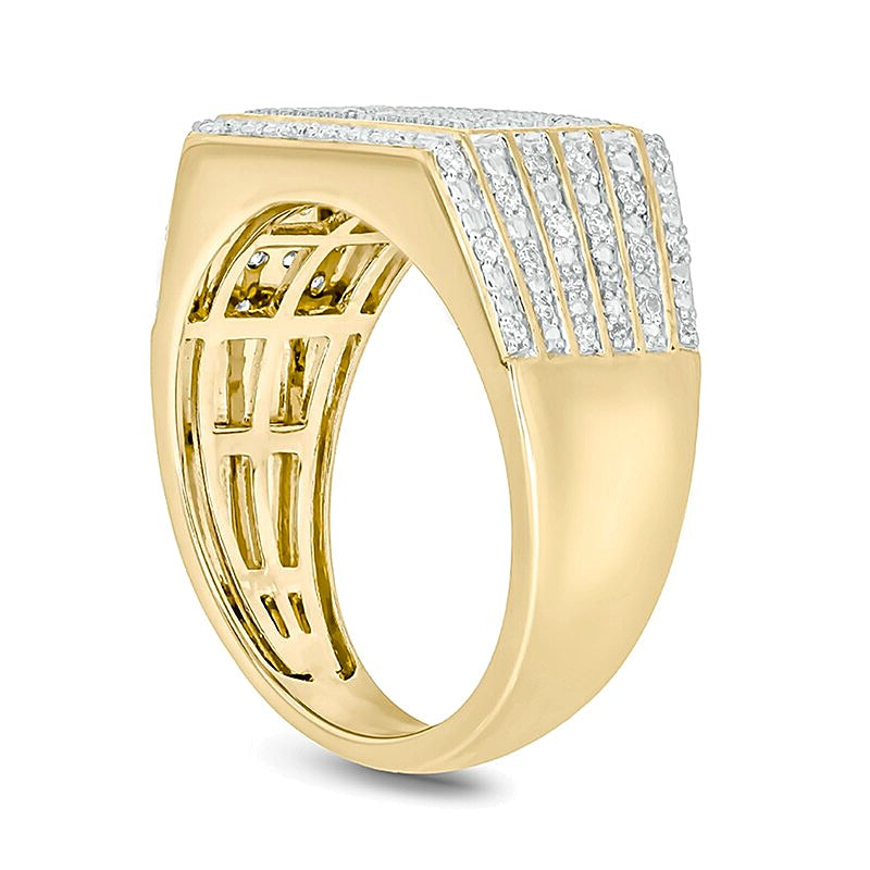 0.38 CT. TW Diamond Multi-Row Triple Panel Ring in 10K Gold