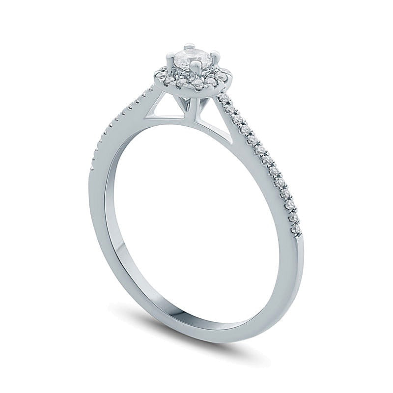 0.25 CT. TW Diamond Cushion Frame Promise Ring in 10K White Gold