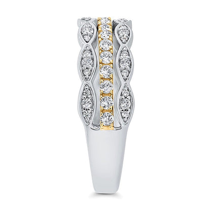 0.38 CT. TW Marquise Multi-Diamond Triple Row Stacked Ring in 10K Two-Tone Gold
