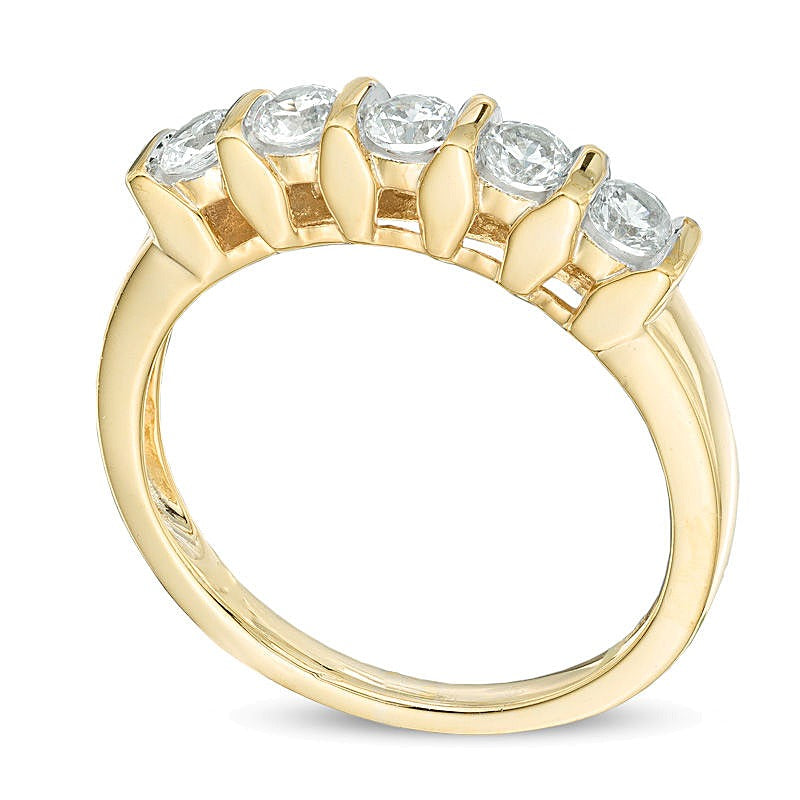 0.5 CT. TW Diamond Five Stone Channel-Set Wedding Band in 10K Gold
