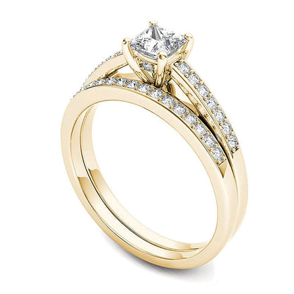 0.63 CT. TW Princess-Cut Diamond Bridal Set in 14K Gold