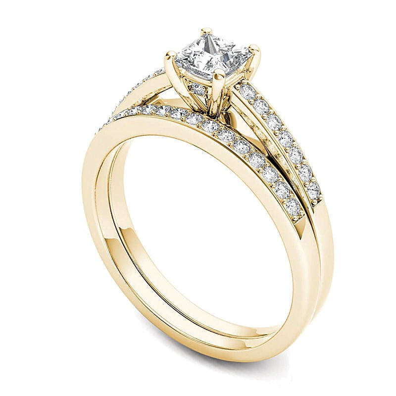 0.63 CT. TW Princess-Cut Diamond Bridal Set in 14K Gold