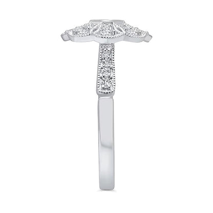 0.38 CT. TW Diamond Vintage-Style Flower Ring in 10K White Gold