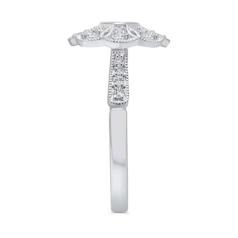 0.38 CT. TW Diamond Vintage-Style Flower Ring in 10K White Gold