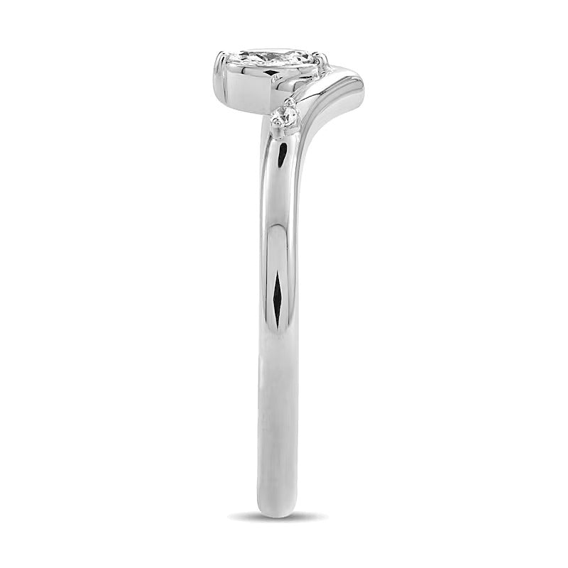 0.13 CT. TW Marquise-Cut Diamond Chevron Ring in 10K White Gold