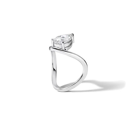 Zales x SHAHLA 1.5 CT. Pear-Shaped Lab-Grown Diamond Solitaire Zaha Dip Engagement Ring in 14K White Gold