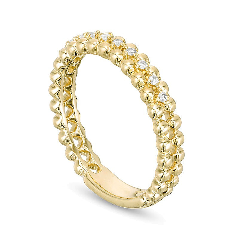 0.07 CT. TW Diamond Beaded Anniversary Band in 10K Gold