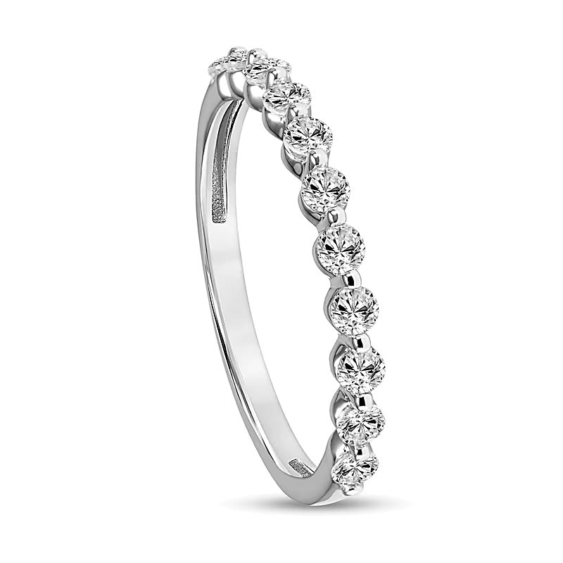 White Lab-Created Sapphire Wedding Band in 10K White Gold