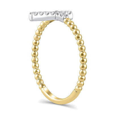 0.1 CT. TW Diamond Cross Bead Shank Ring in 10K Gold