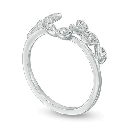 0.1 CT. TW Diamond Vine Vintage-Style Solitaire Enhancer in 10K White Gold