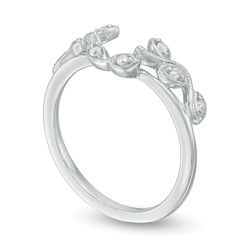 0.1 CT. TW Diamond Vine Vintage-Style Solitaire Enhancer in 10K White Gold