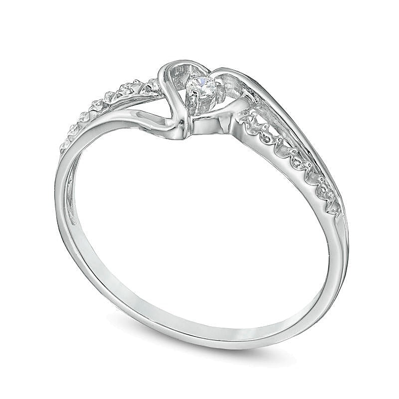 Diamond Accent Split Shank Heart Promise Ring in 10K White Gold