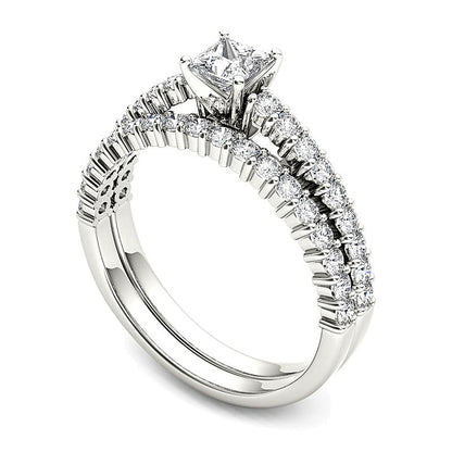 1.0 CT. TW Princess-Cut Diamond Bridal Set in 14K White Gold