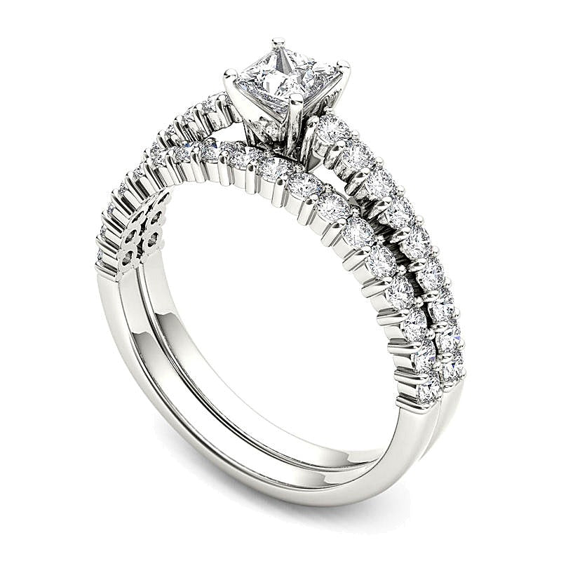 1.0 CT. TW Princess-Cut Diamond Bridal Set in 14K White Gold